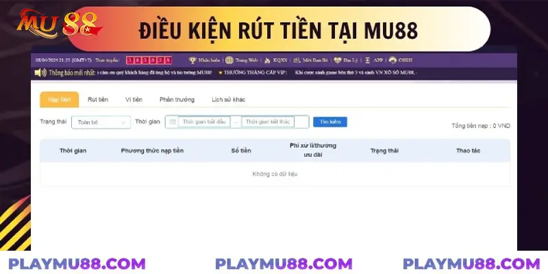Hướng dẫn chi tiết rút tiền mu88